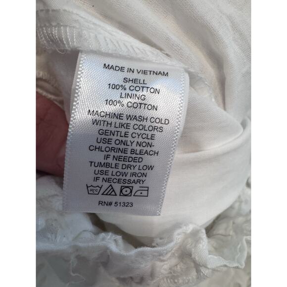 Cece Eyelet Midi A-Line Skirt Elastic Waist Lined Ivory White Women’s Plus 22W - Picture 15 of 15